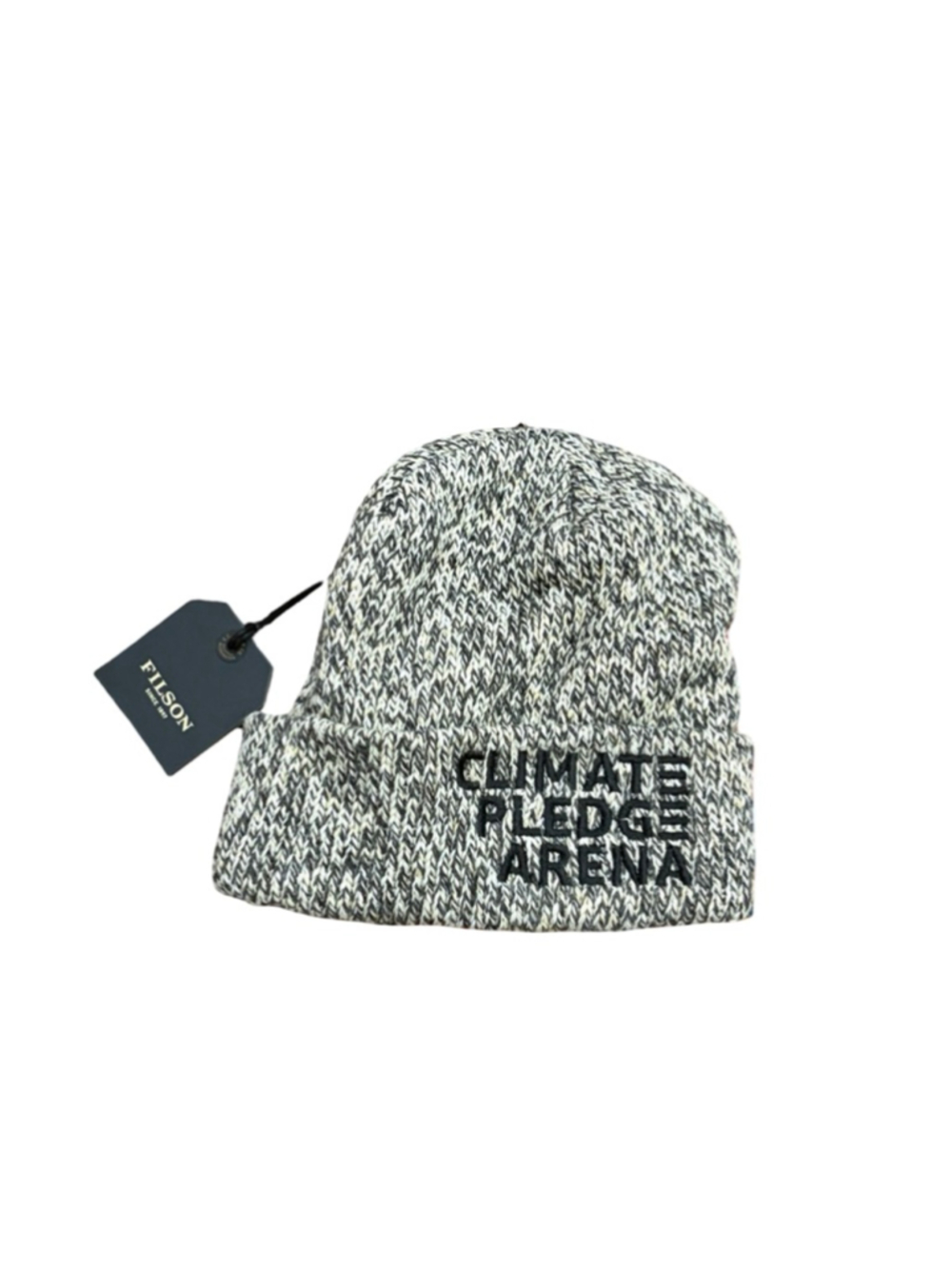 Filson Made in USA Knit Beanie Climate Pledge Arena Logo NWT Wool Blend Gray